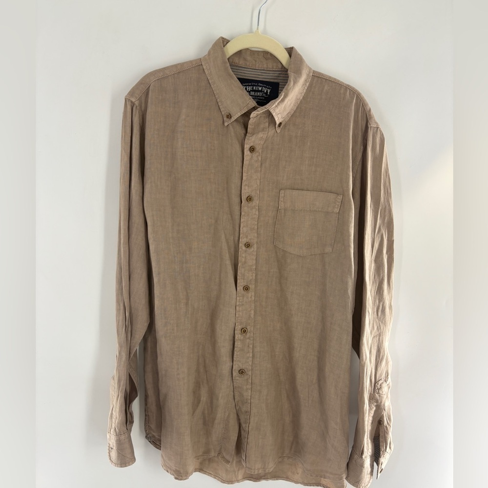 Classic Men's Beige Button-Down Shirt